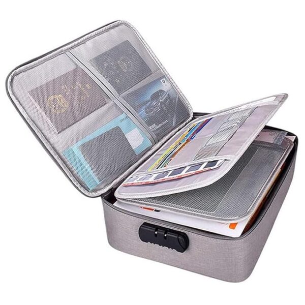 Document Storage Bag With Lock - Grey