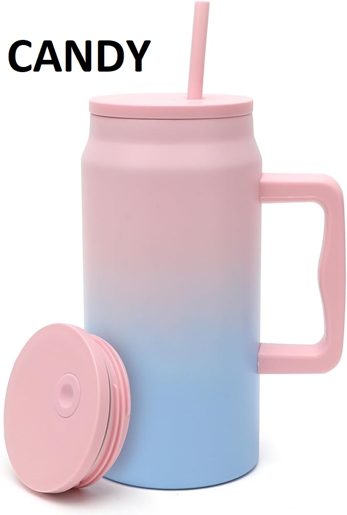 1500 ML Mug with Handle and Straw (Candy color)