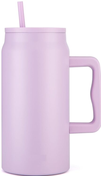 1500 ML Mug with Handle and Straw (Lavender color)
