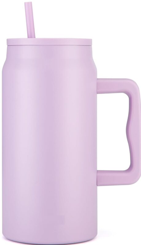 1500 ML Mug with Handle and Straw (Lavender color)