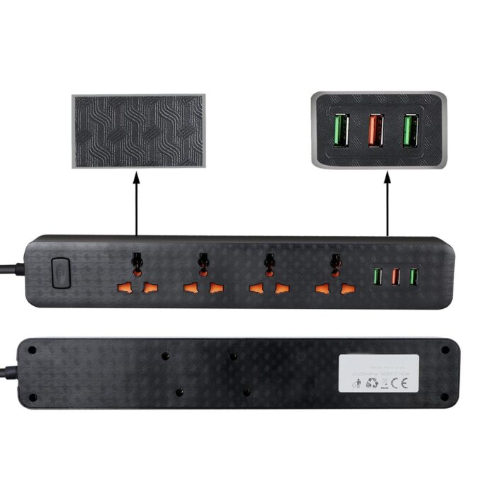 4 Socket and 3 USB Fast Charging Ports