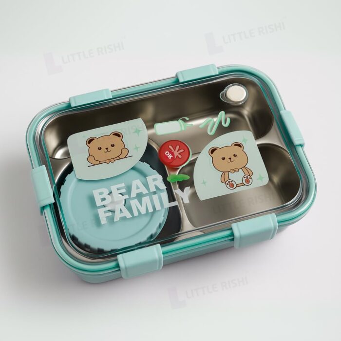 BEAR FAMILY STAINLESS STEEL LUNCH BOX