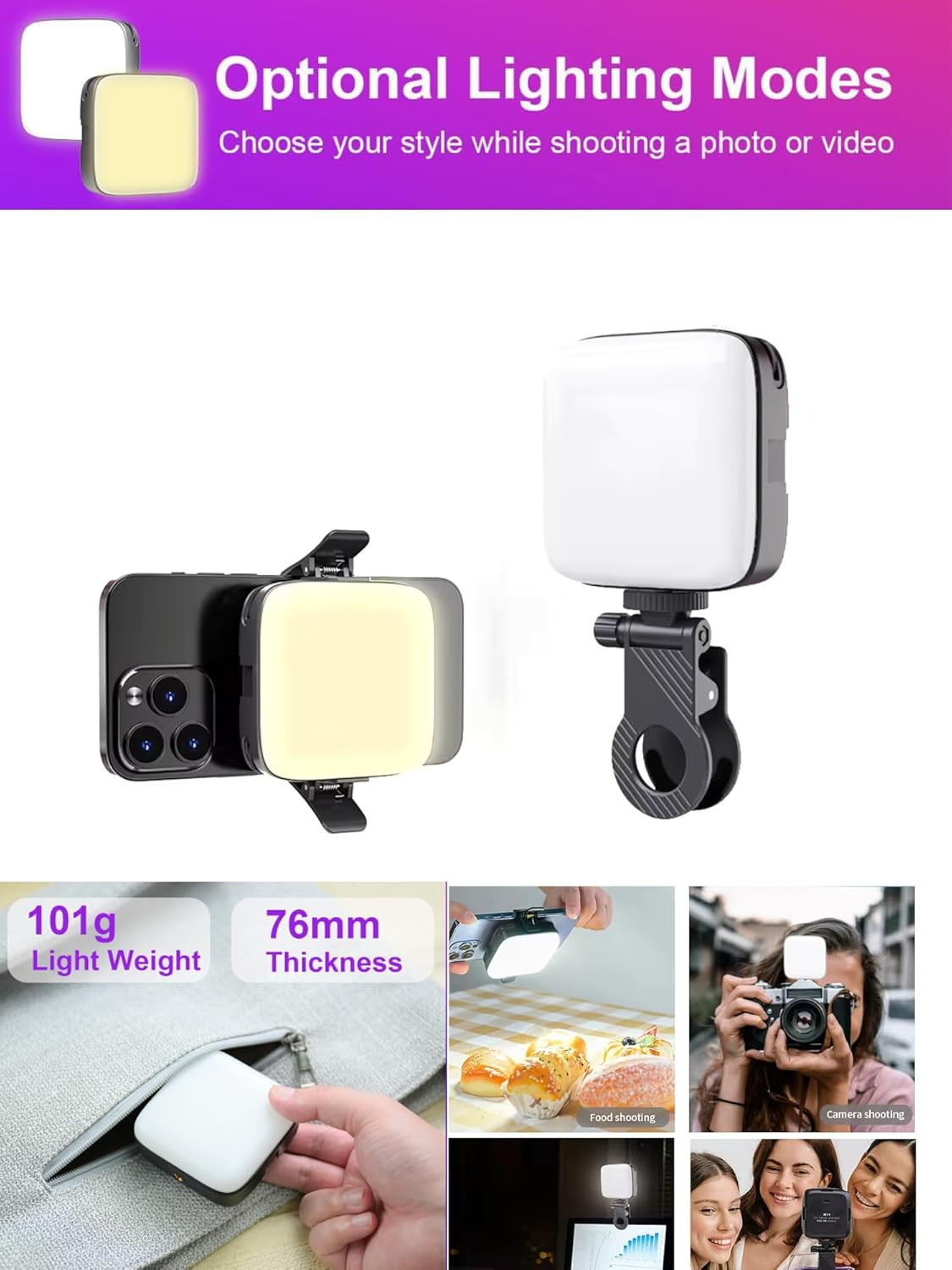 Rechargeable LED Video Light - features