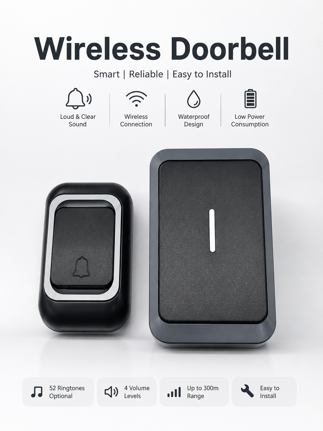 WIRLESS DOOR BELL GREY - features