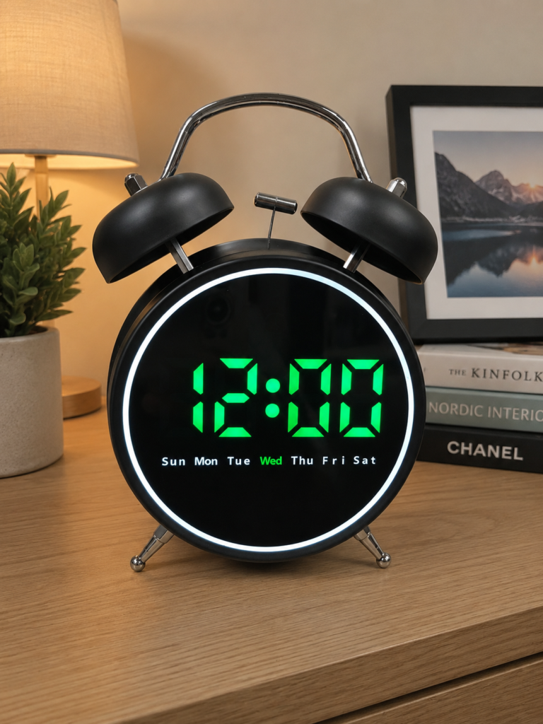 TWIN BELL LED CLOCK - product image